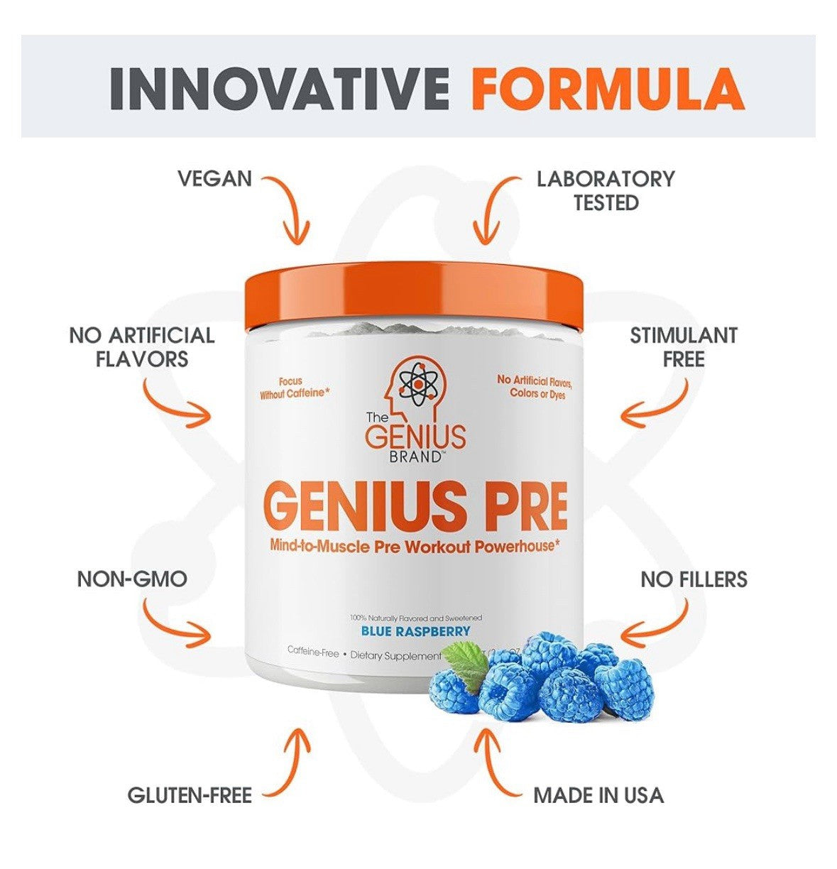 The Genius Brand, Pre Workout, Blue Raspberry