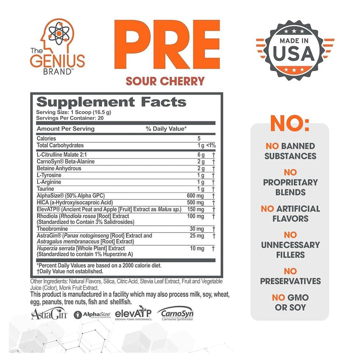The Genius Brand Pre Workout Sour Cherry