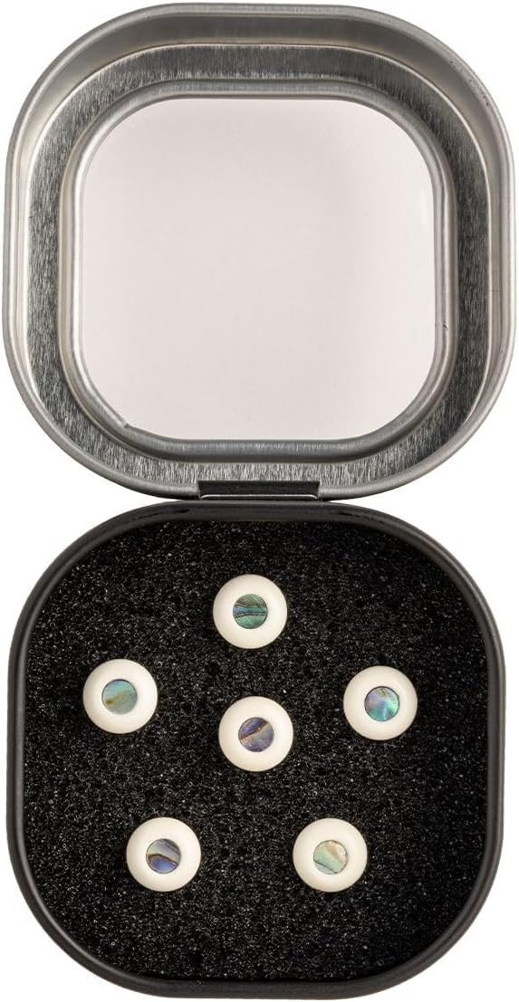 LUXE BY MARTIN® Acoustic Guitar Bridge Pins – Bone with Pearl Inlay | Liquidmetal® Construction for Increased Volume and Sustain | Set of 6