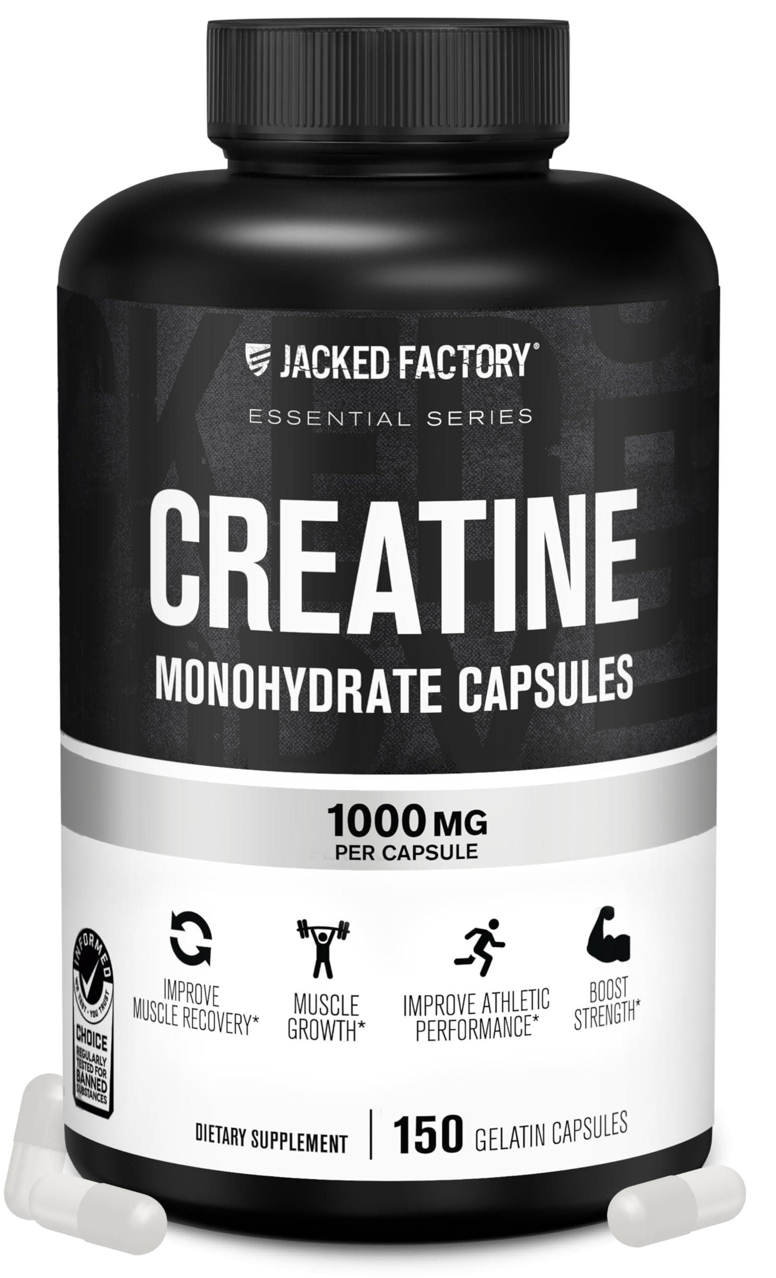 Jacked Factory Creatine Monohydrate Powder 425g - Creatine Supplement for Muscle Growth, Increased Strength, Enhanced Energy, & Improved Athletic Performance 85 Servings, Unflavored