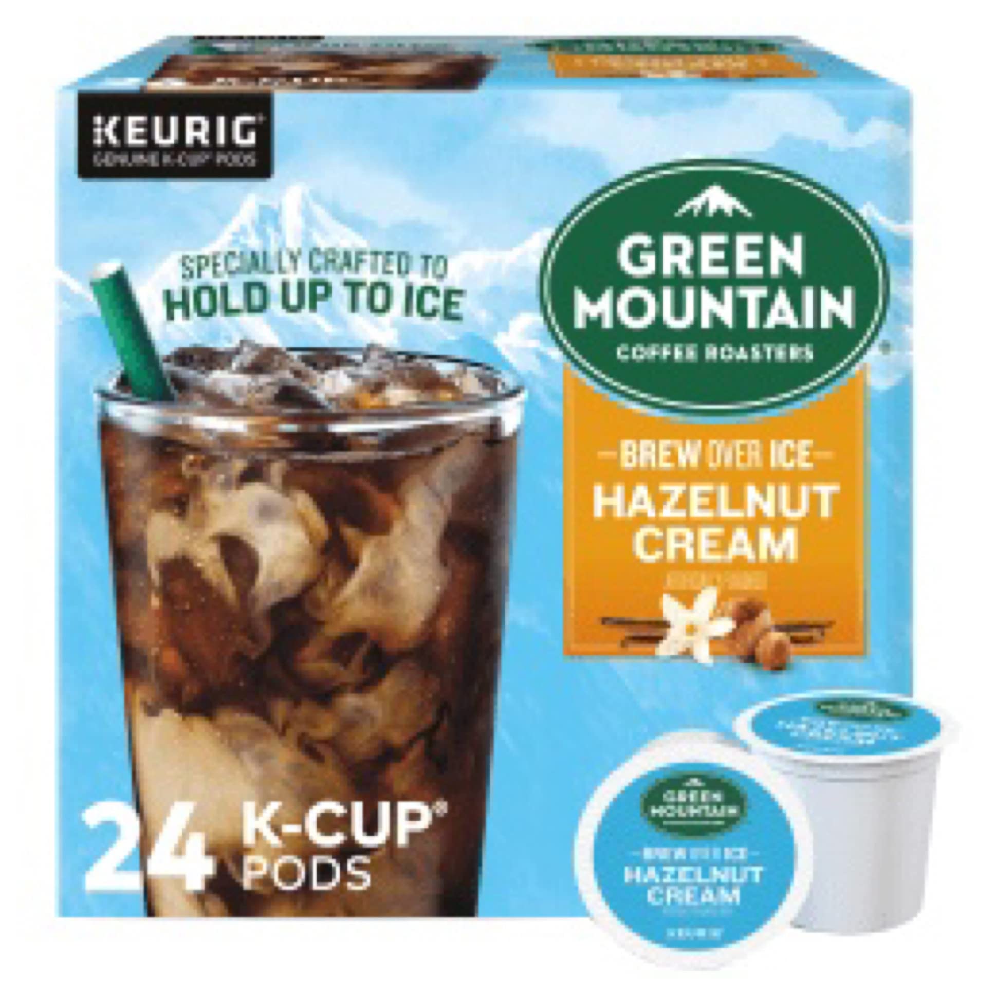 Green Mountain Coffee Roasters ICED Hazelnut Cream, Single Serve Keurig K-Cup Pods, Flavored Iced Coffee, 72 Count