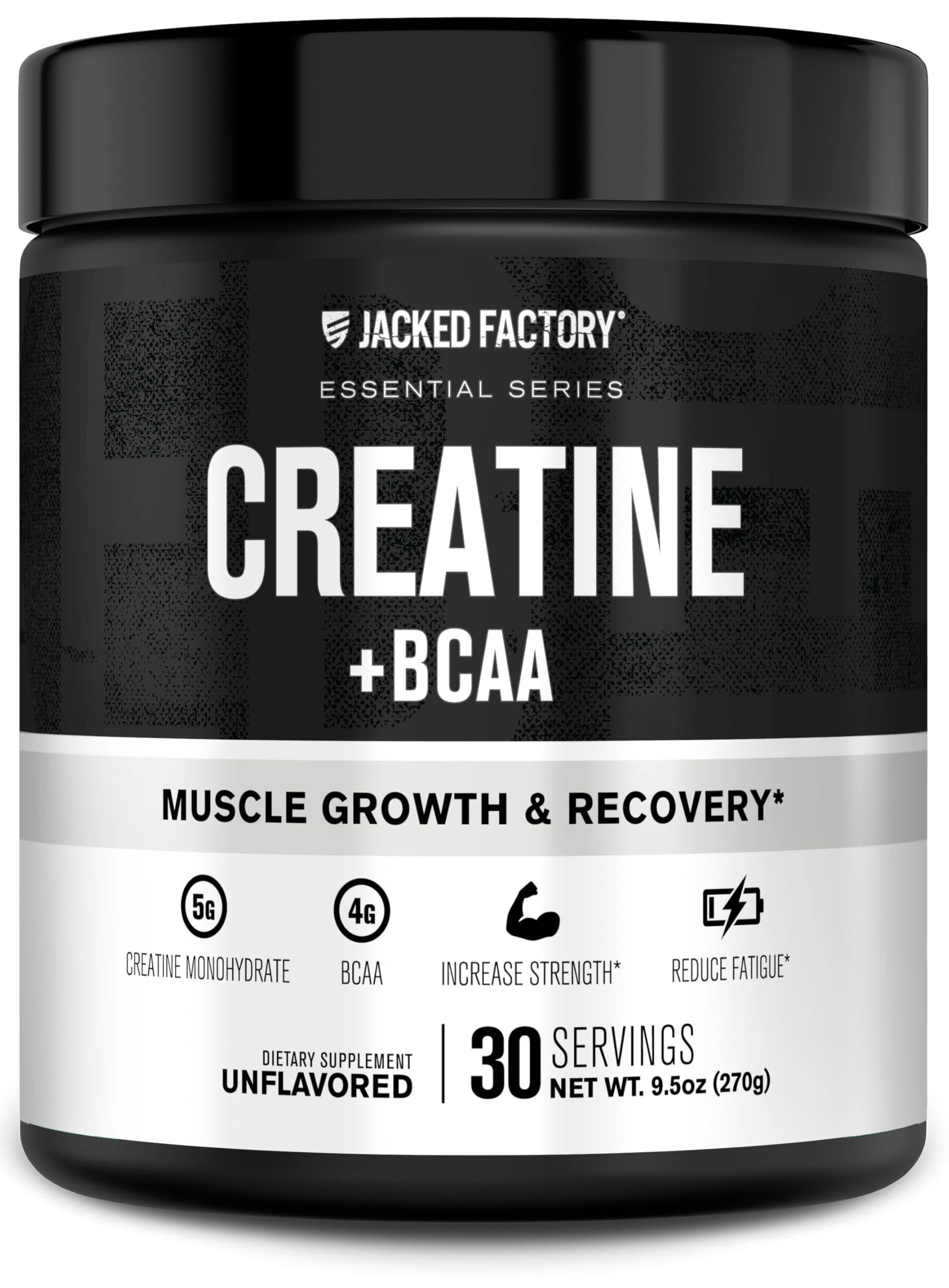 Jacked Factory Creatine Monohydrate Powder 425g - Creatine Supplement for Muscle Growth, Increased Strength, Enhanced Energy, & Improved Athletic Performance 85 Servings, Unflavored