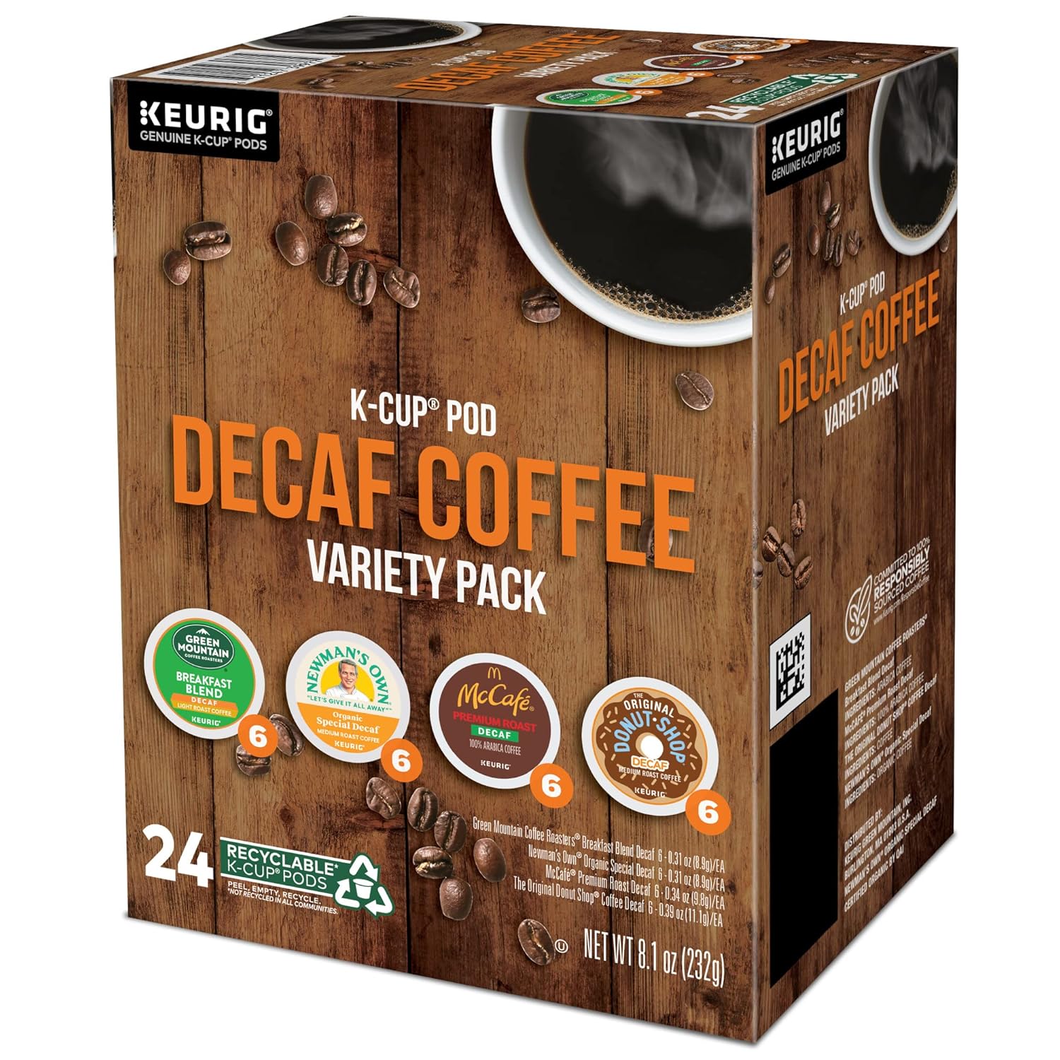 Keurig Decaf Coffee Variety Pack, Keurig Single Serve K-Cup Pods, 24 Count