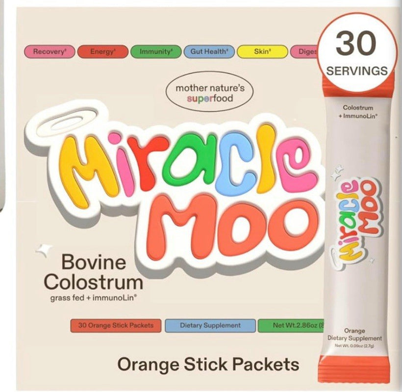 Miracle Moo Bovine Colostrum Dietary Supplement, 30 Orange Sticks
