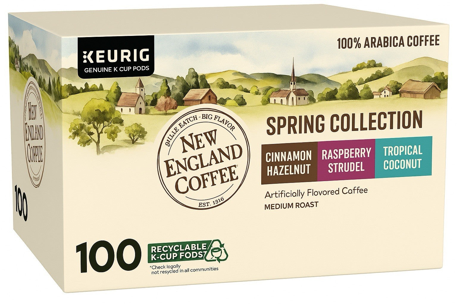Keurig New England Coffee Spring Collection 100 Count Kcups Variety Bundle