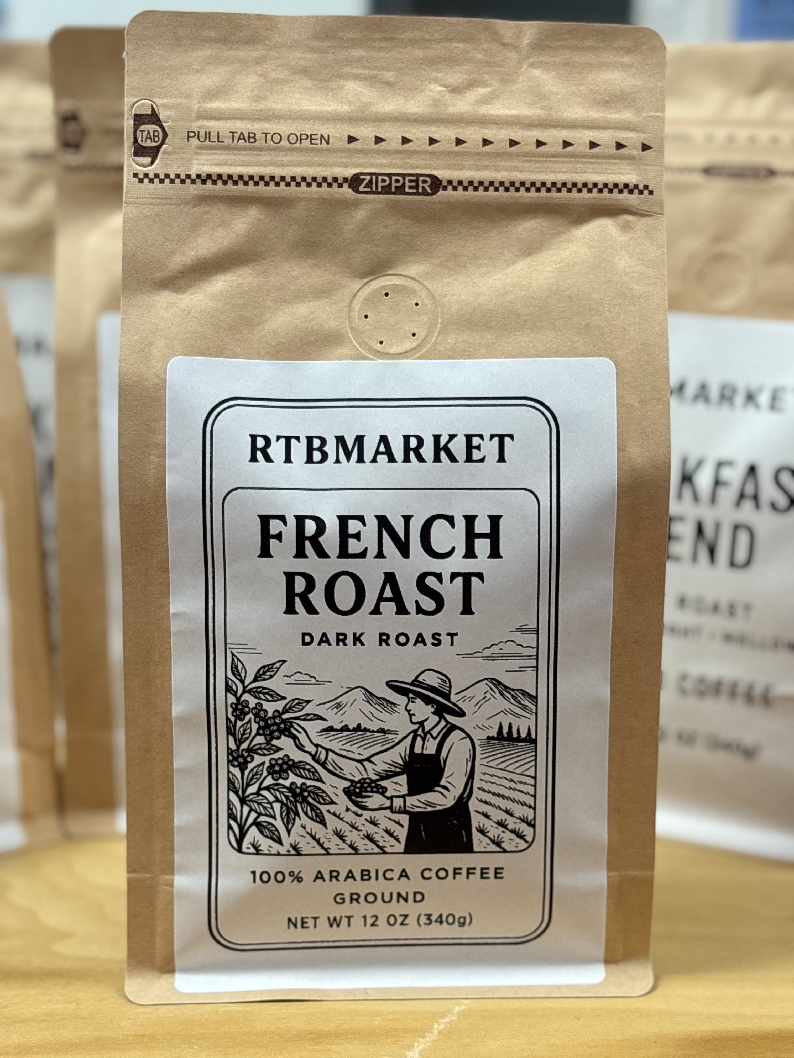 RTBMARKET French Roast – Dark Roast Ground Coffee (12 oz)