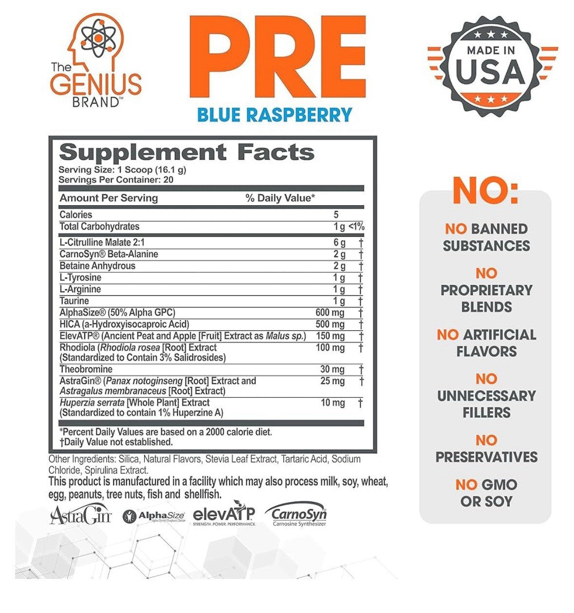 The Genius Brand, Pre Workout, Blue Raspberry