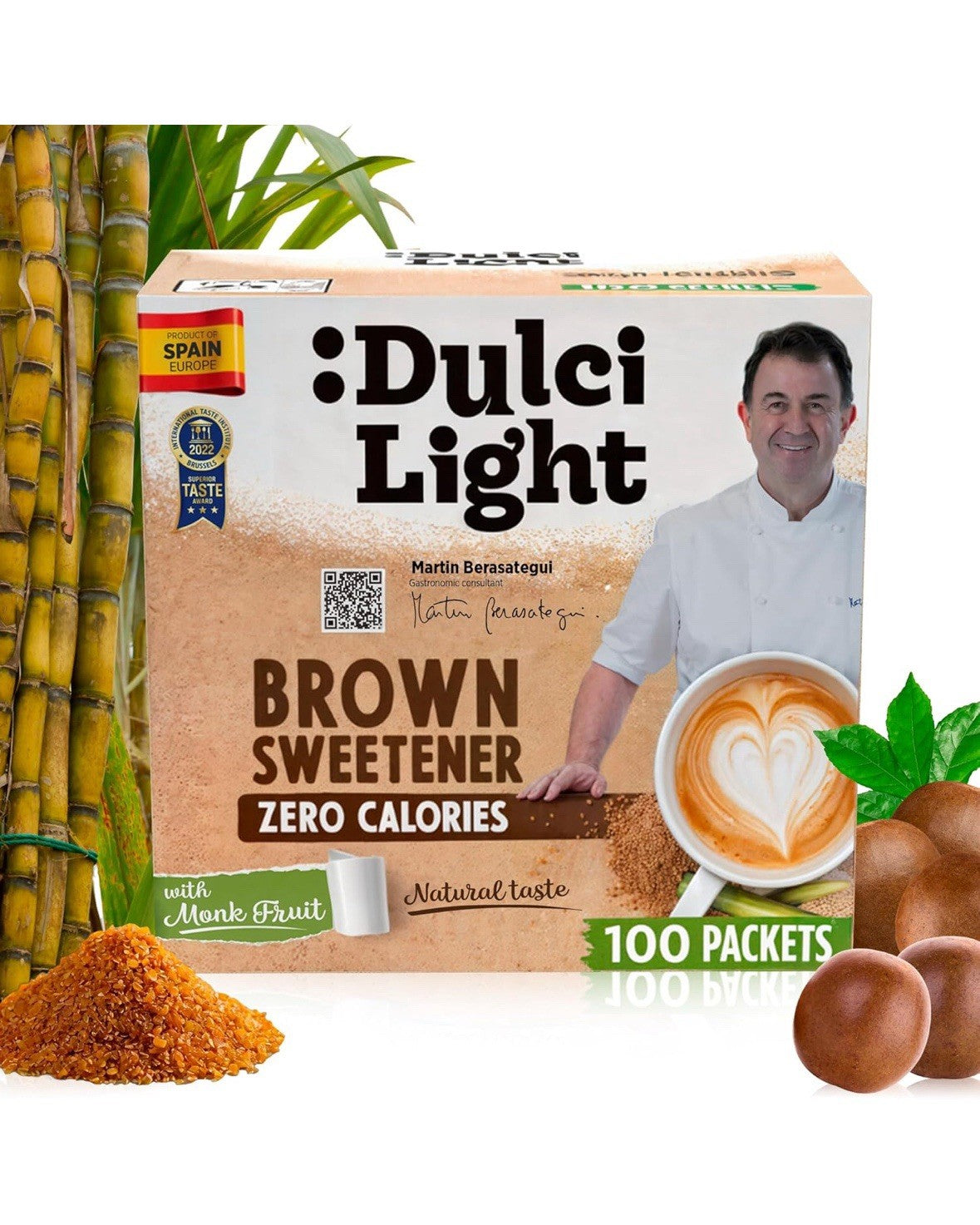 Dulci Light Zero Calories Brown Sweetener 100 Packets Keto /Gluten Free