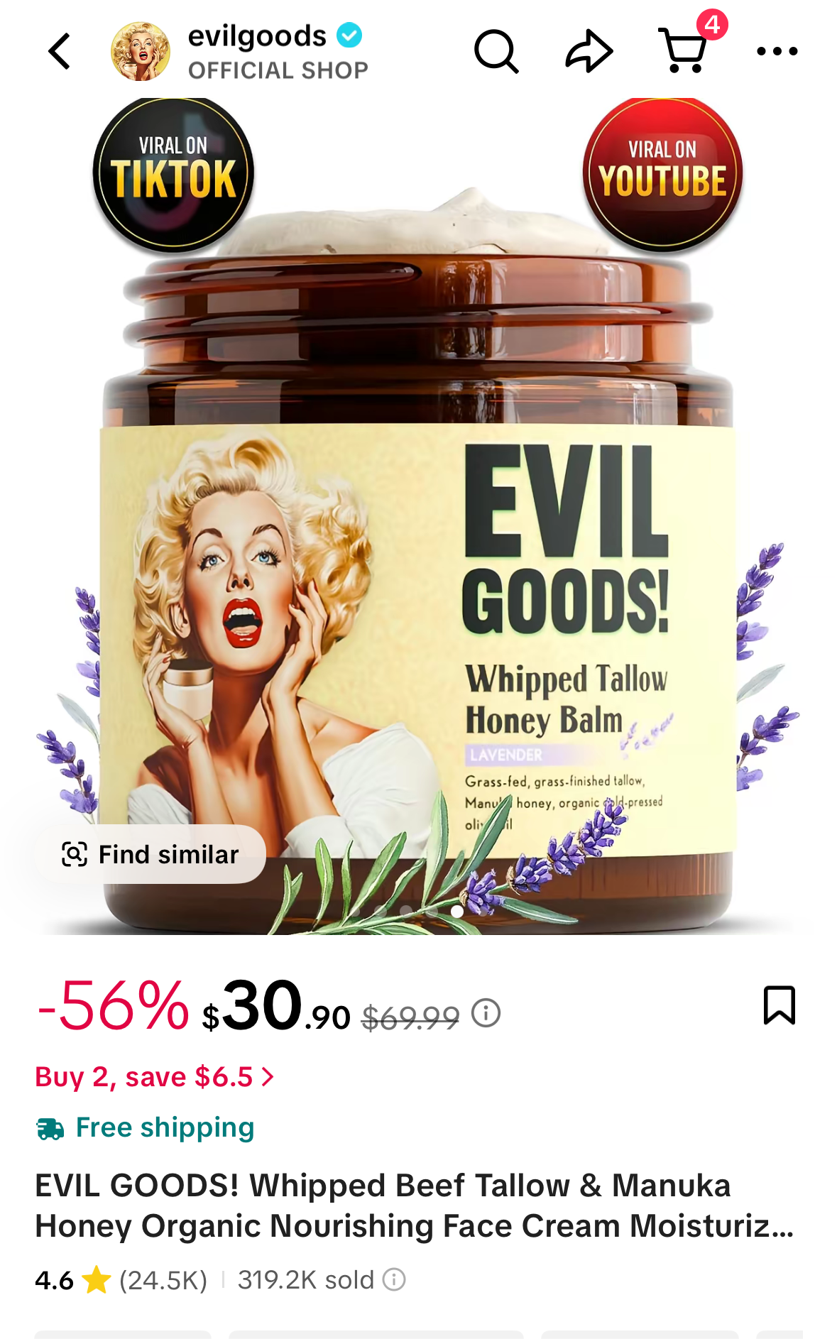 Evil Goods whipped tallow honey balm lavender