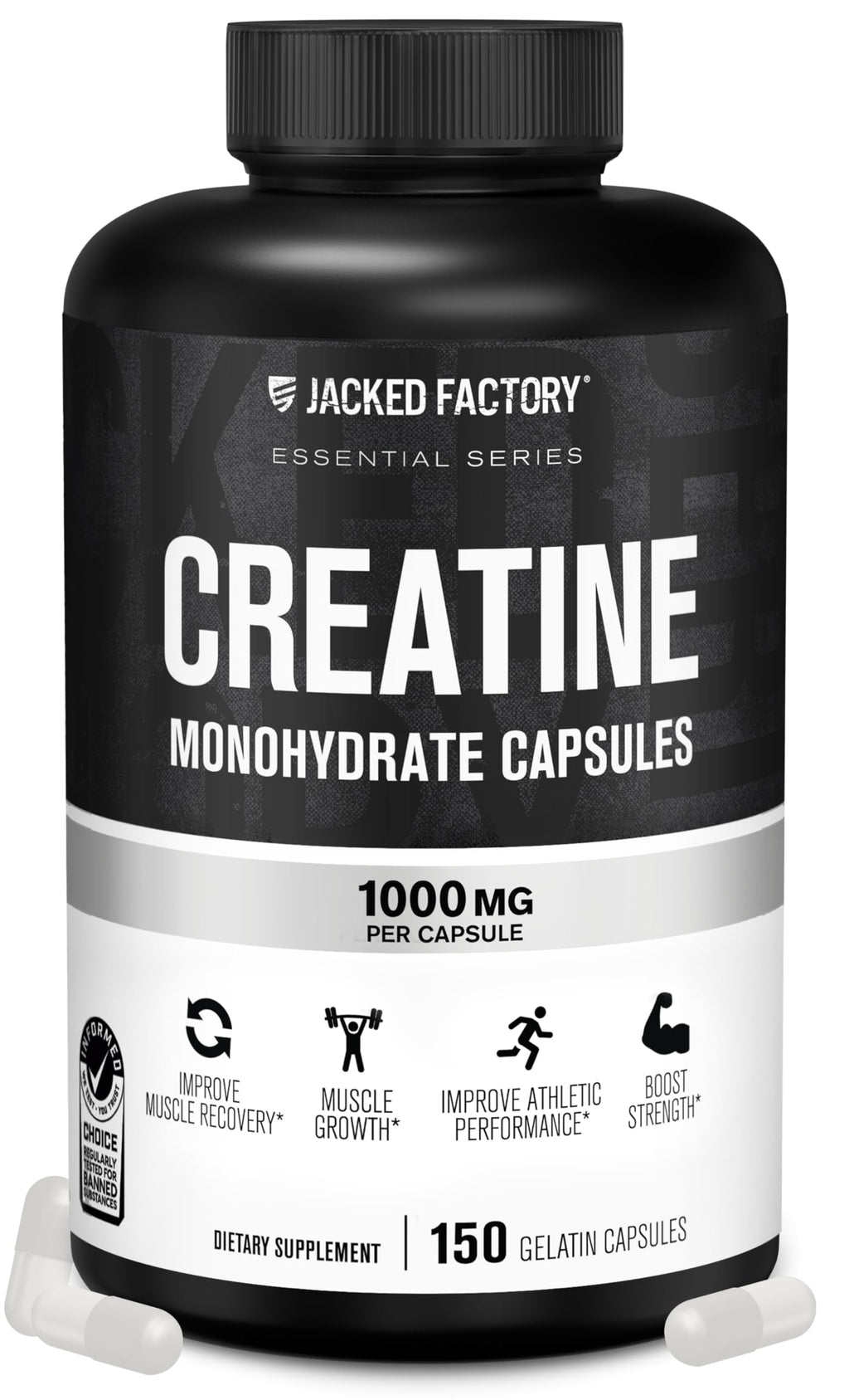 Jacked Factory Creatine Monohydrate Powder 425g - Creatine Supplement for Muscle Growth, Increased Strength, Enhanced Energy, & Improved Athletic Performance 85 Servings, Unflavored
