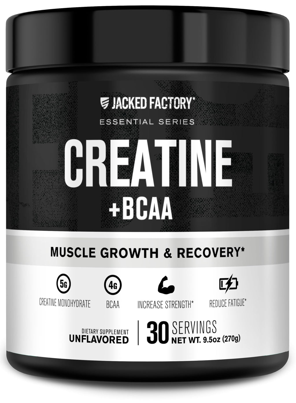 Jacked Factory Creatine Monohydrate Powder 425g - Creatine Supplement for Muscle Growth, Increased Strength, Enhanced Energy, & Improved Athletic Performance 85 Servings, Unflavored