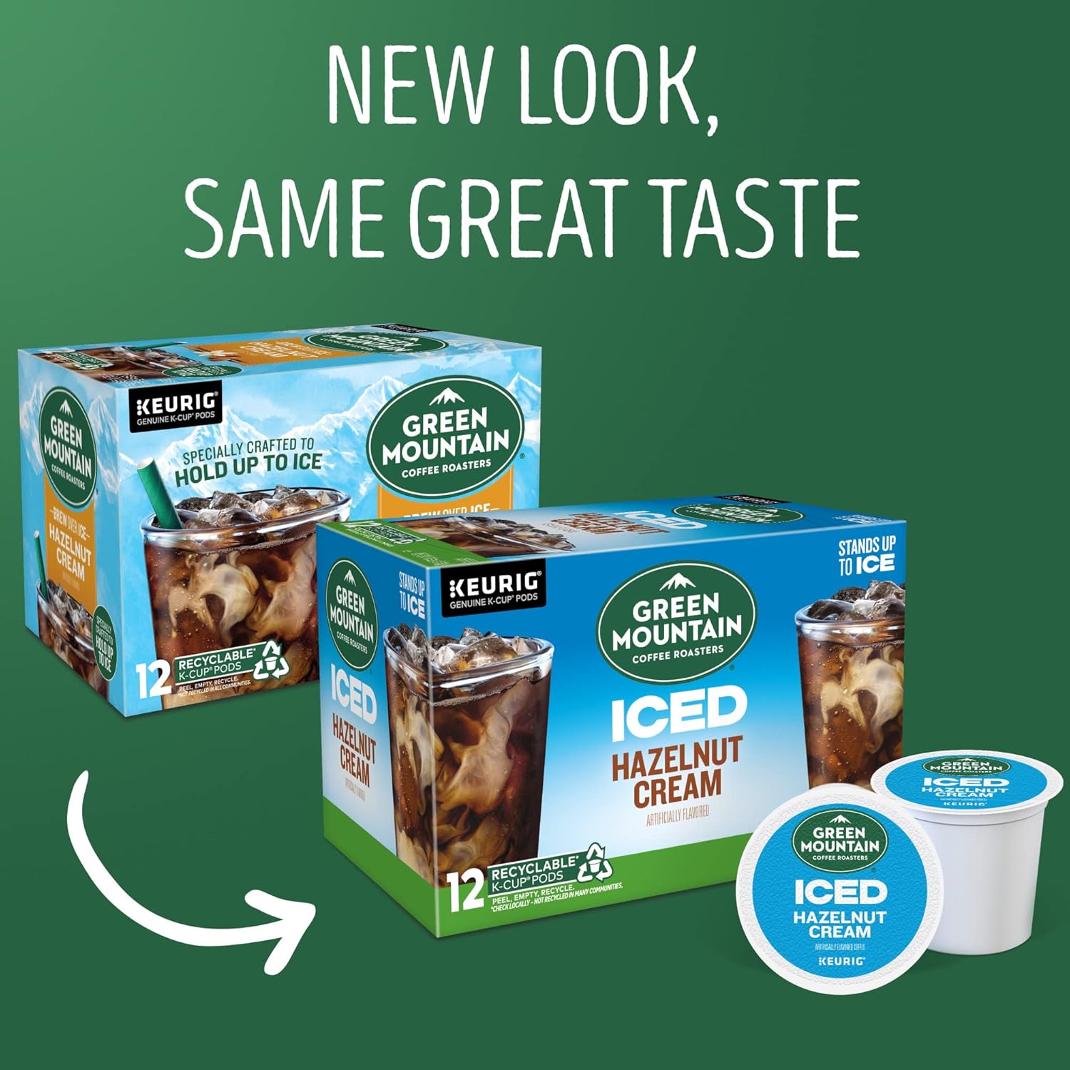 Green Mountain Coffee Roasters ICED Hazelnut Cream, Single Serve Keurig K-Cup Pods, Flavored Iced Coffee, 72 Count