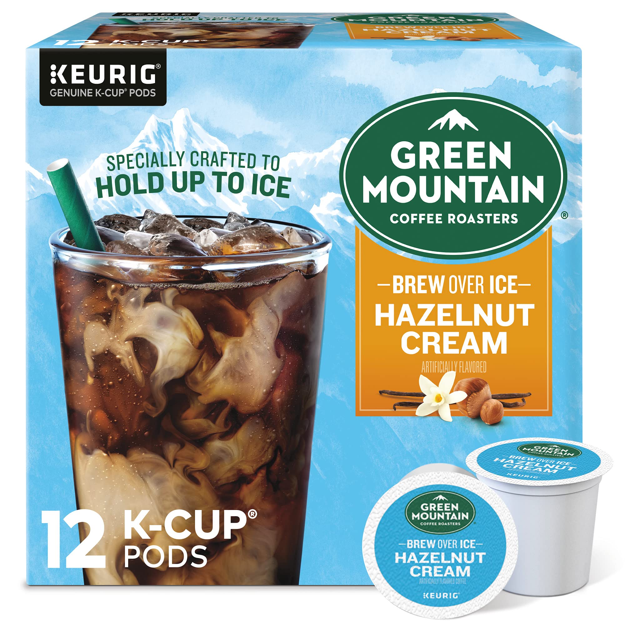 Green Mountain Coffee Roasters ICED Hazelnut Cream, Single Serve Keurig K-Cup Pods, Flavored Iced Coffee, 72 Count